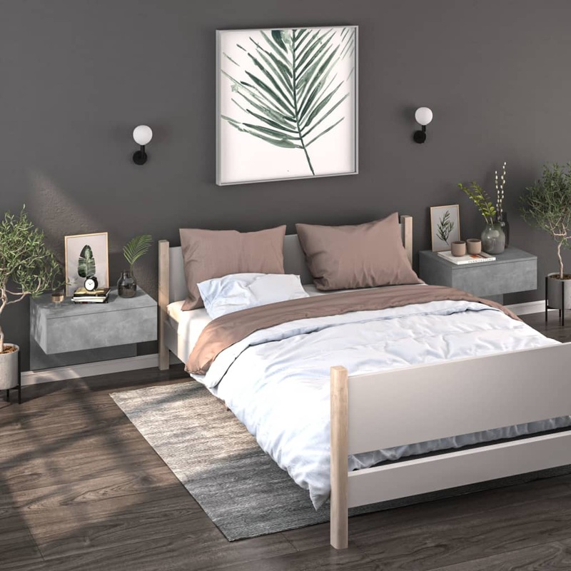 Tables de chevet murales 2 pcs Gris bton